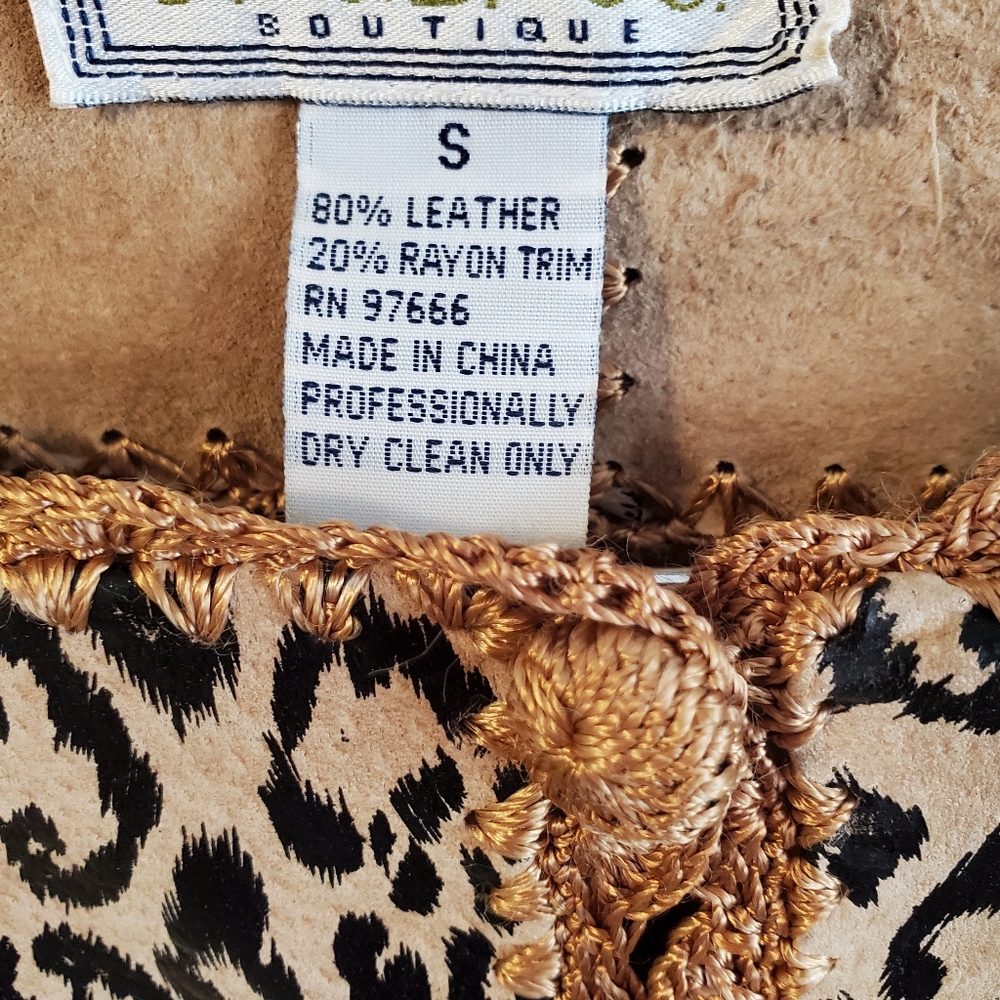 Quilted Patchwork Leather Leopard Animal Print Bl… - image 5